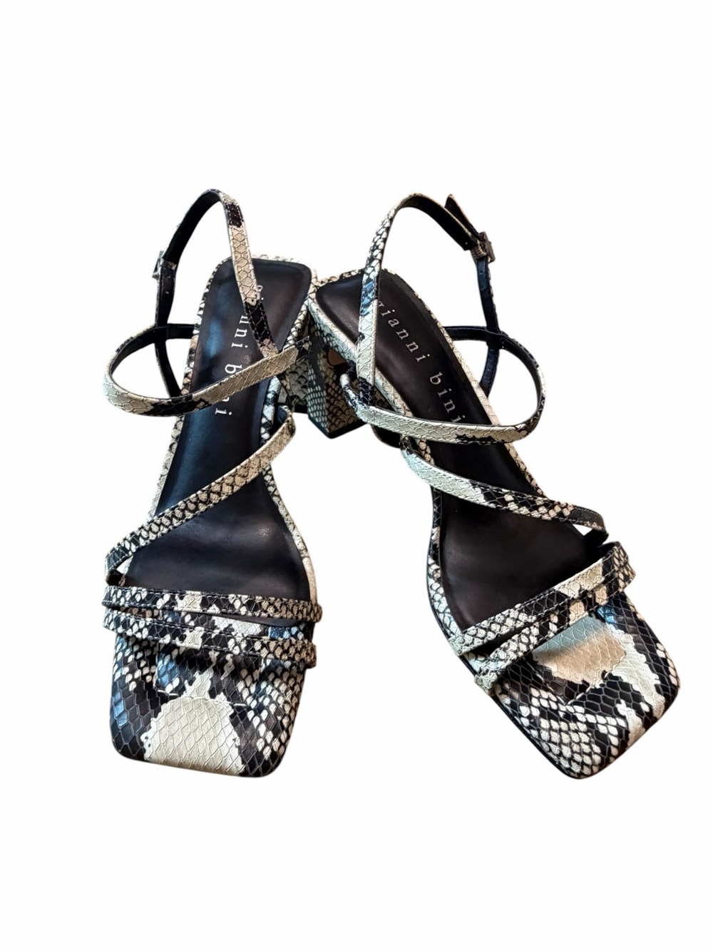 Snake Print Office Siren Strappy Block Heel Sandals Gianni Bini Rosie 8.5M
